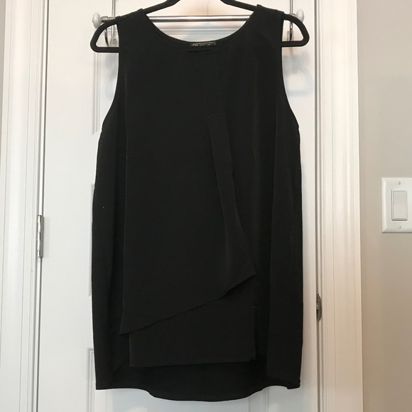 NWOT DG2 black double layer easy tank top with pleat detail (XL) - Picture 2 of 14